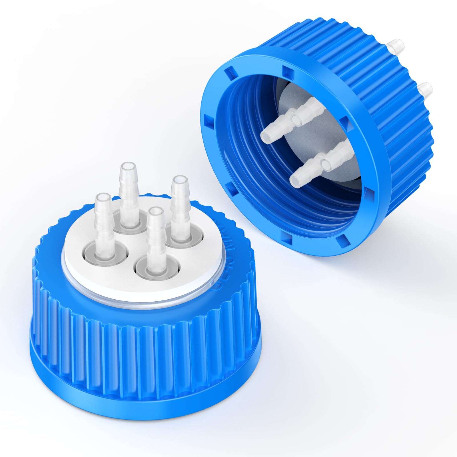 ZHANXUBIO GL45 Liquid Media Extractor Cap,GL45 Safety Cap with Holes, VapLock Solvent Delivery Cap (4-Port 1/6inch)