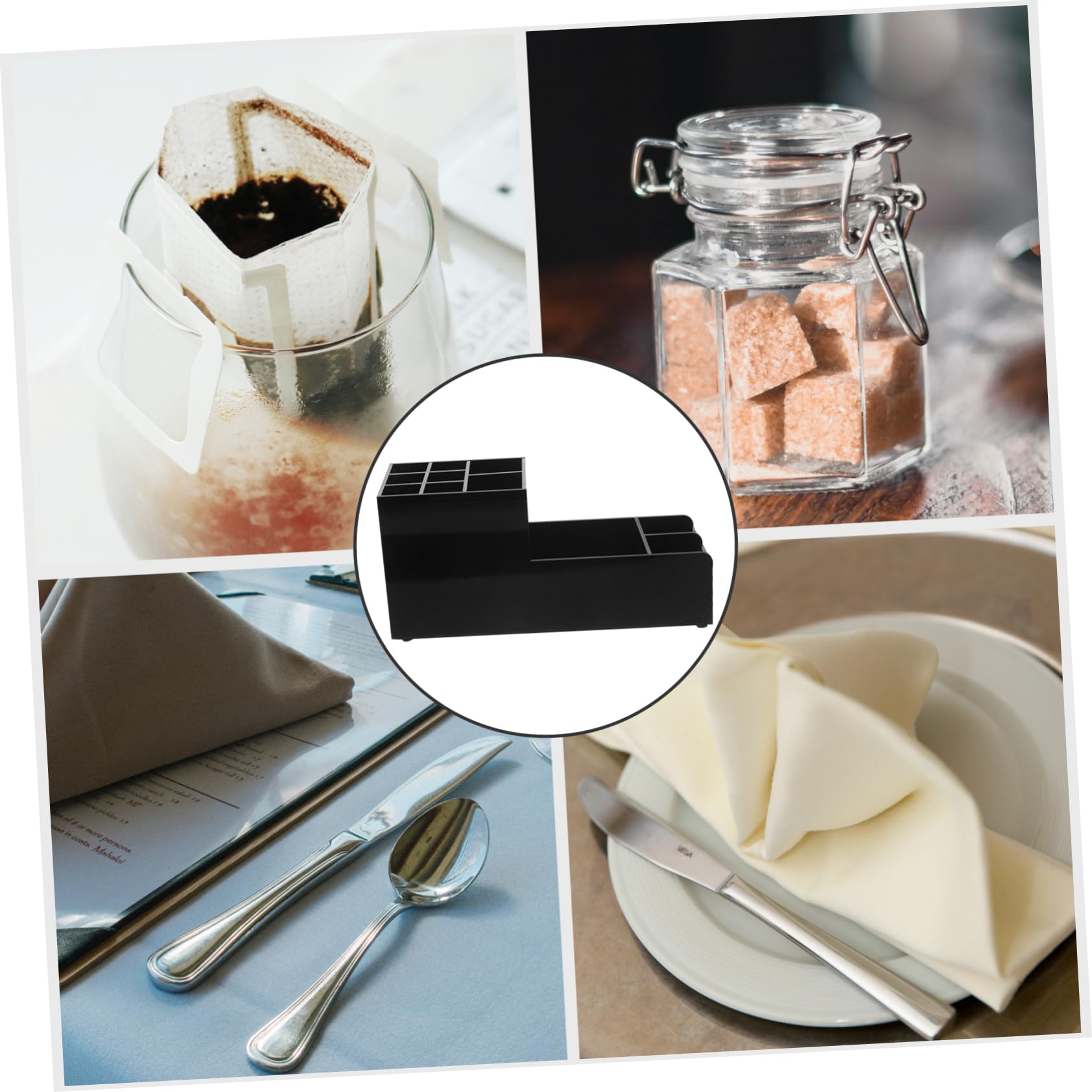 VALICLUD Organizer Portacannucce e Porta Tovaglioli Da Bar Con 11 Scomparti, Compatto e Resistente Per Ristorante e Tavolini Da Caffè, Accessorio Per Forniture e Arredamento Da Bar