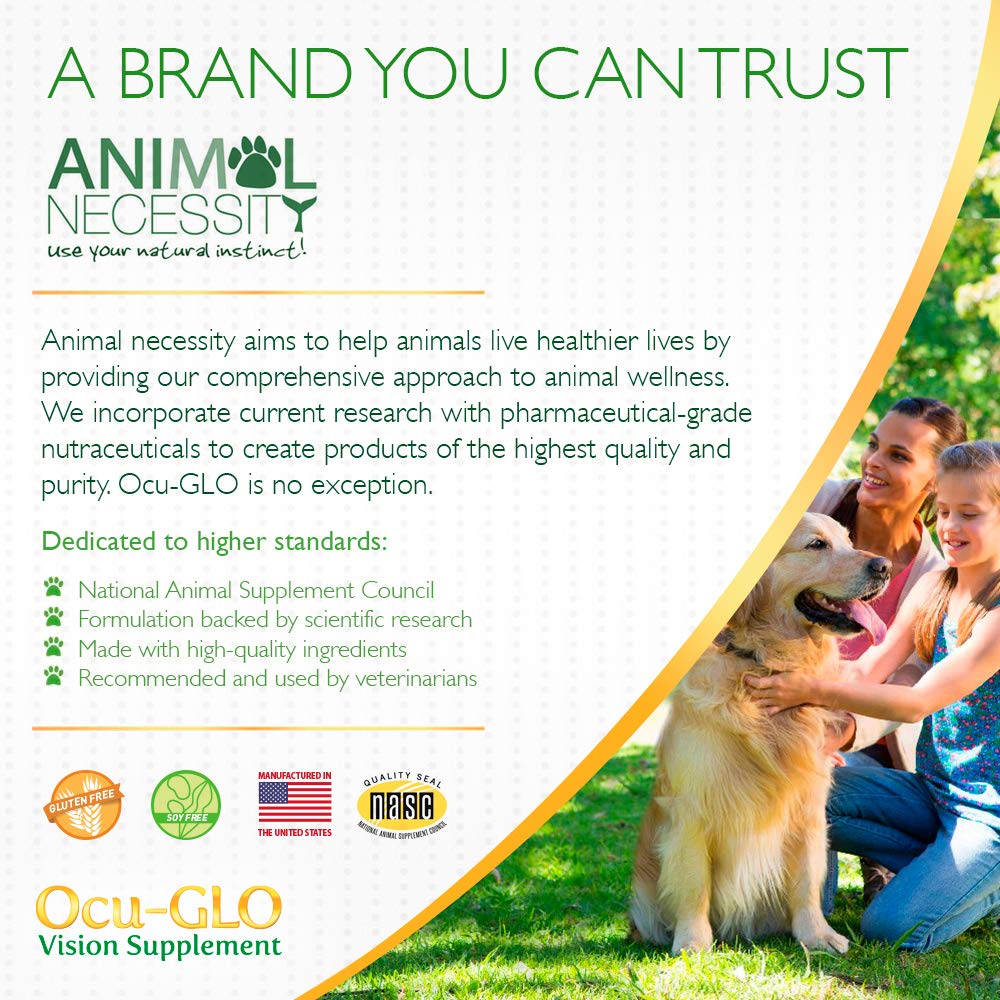 Ocu-Glo Nahrungsergänzungsmittel für Hunde und ihre Augen Kapseln für die Augenpflege mit Traubenkernextrakt, Lutein, Omega-3 Fettsäure, Vitaminen | Ergänzungsfutter gegen Augenprobleme