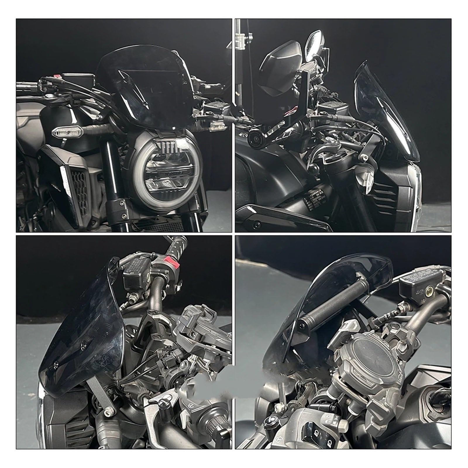 powietrzadeflektor Uchwyt nawigacji GPS na szybę przednią CB650R pasujący do HONDA CB 650R 2019-2023, przedłużenie osłony przedniej szyby Deflektor motocykla(Windshield Set)