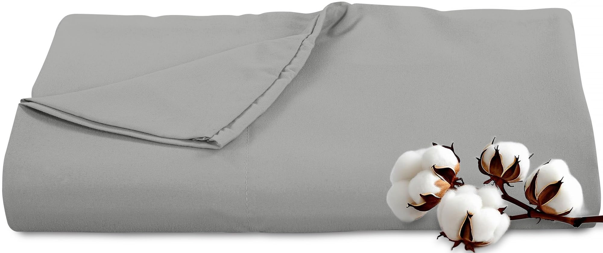 Royale Linens 300 Thread Count 100% Cotton Twin Flat Sheet - Super Soft Flat Sheets Only - Top Sheet Only Sold Separately - Breathable, Cool &amp; Crisp Silver Flat Sheet (Twin, Silver)