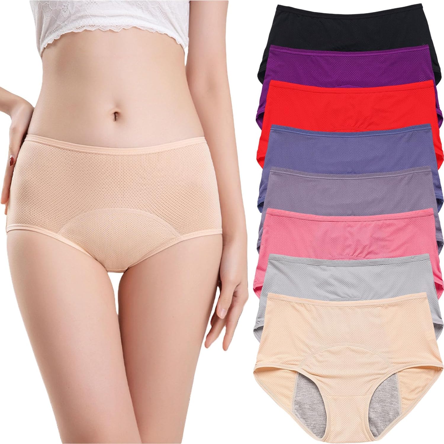 8Pcs Panties for Women Over 60, Leakproof Ladies Underwear