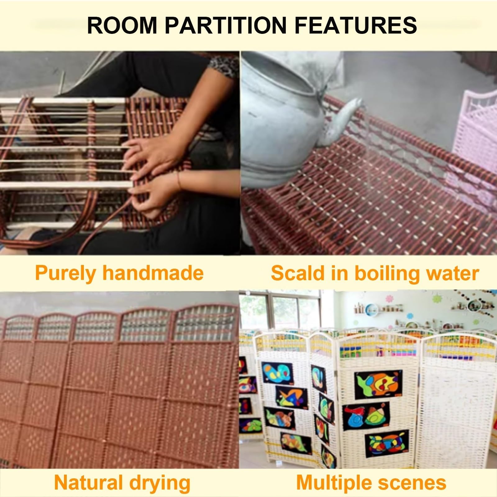 Cloison De Séparation Courte, Paravent Pliable à 4/5/6 Panneaux, Design Creux En Haut Et En Bas, For Chambre D'enfant Ou Studio(Beige,50x30cm-6panel