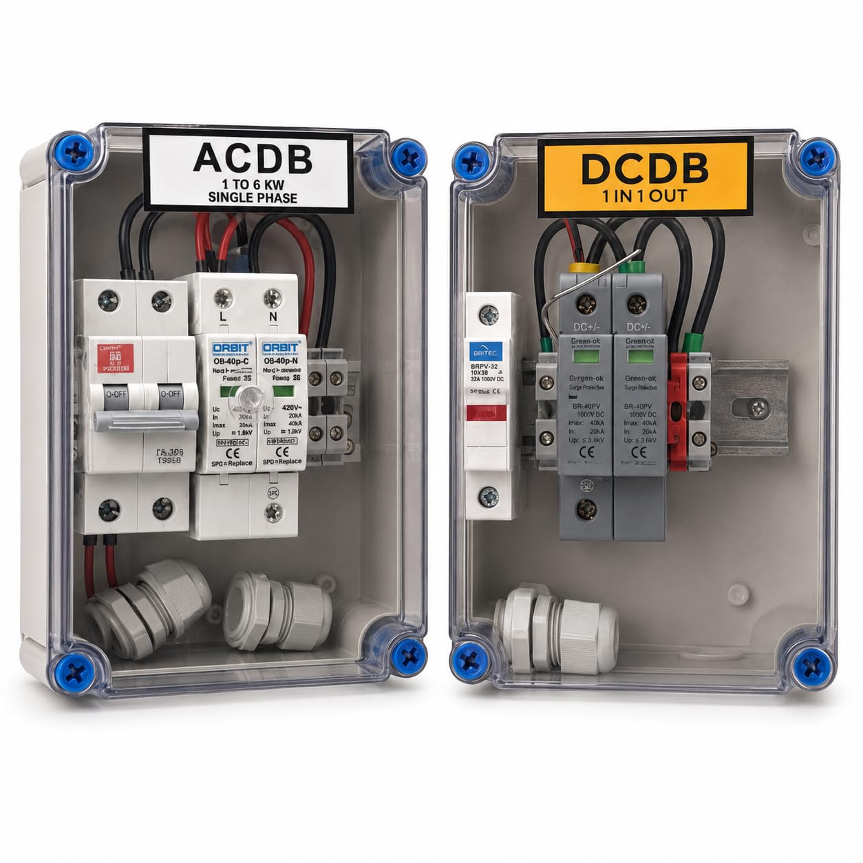 Solar ACDB & DCDB Combo Box 1-6kW Single Phase with MCB & SPD | IP65 Weatherproof, PV Fuse 32A 1000V DC, 1 In 1 Out DCDB, DIN Rail Mounted, Pre-Wired Enclosure-picture-11