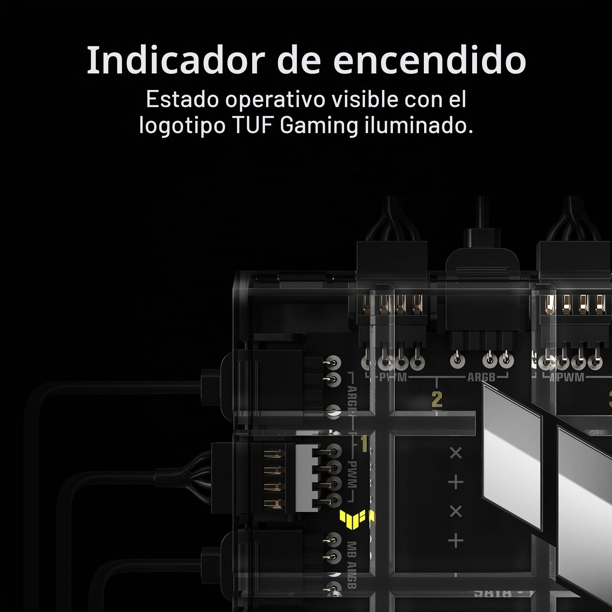 ASUS TUF Gaming ARGB PWM Fan Hub (conecta seis ventiladores de carcasa, ventilador PWM y controlador RGB, indicadores claros de alimentación y operación, soporte de alimentación SATA dual estable)