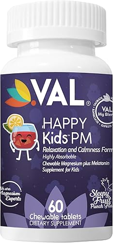 VAL Melatonina Plus Magnesio Vitamina B6 Vitamina C Suplemento rutinario para la relajación y el sueño de los niños para niños más de 4 años, sin