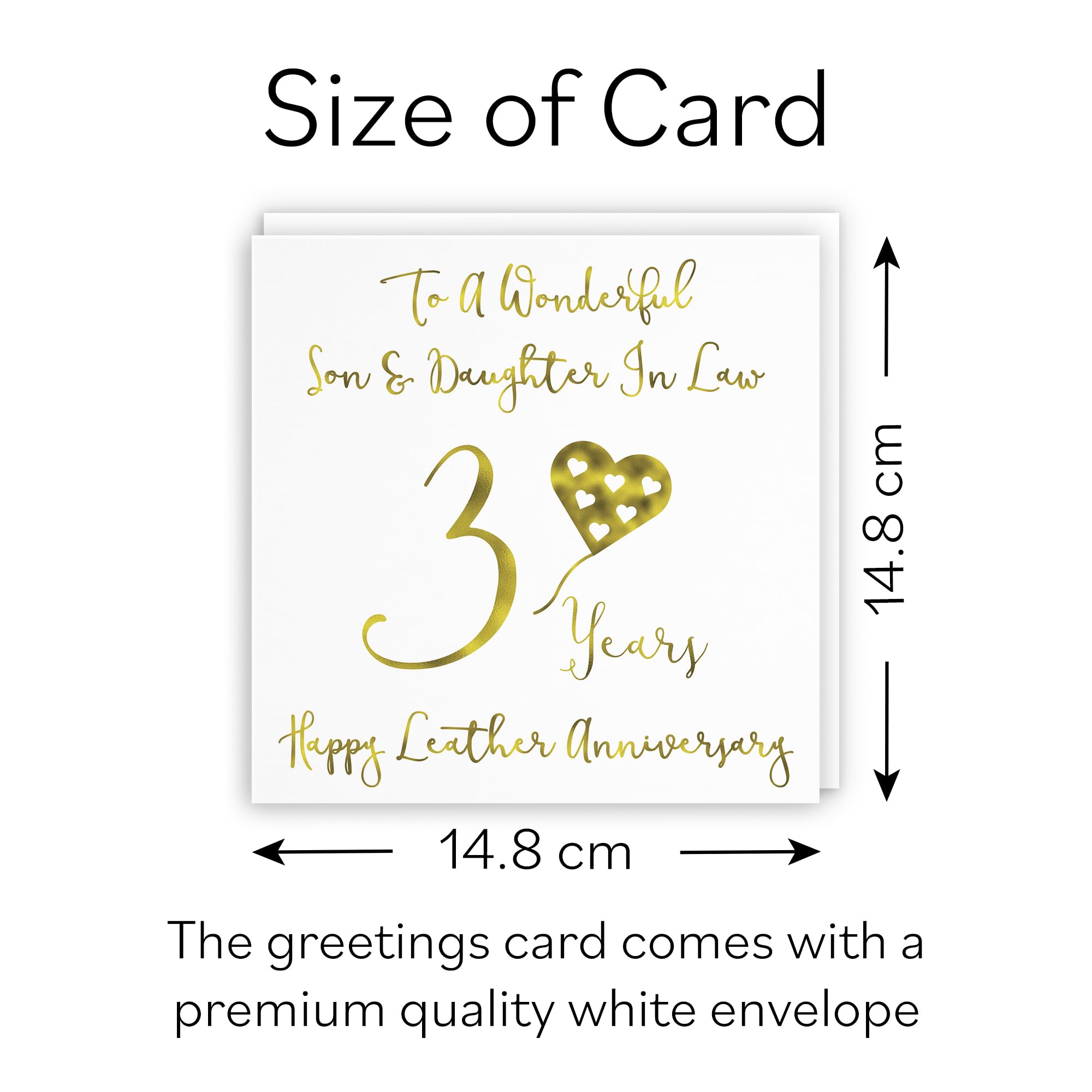 Hunts England Große Jubiläumskarte Zum 3. Hochzeitstag Für Sohn & Schwiegertochter – 21x21 Cm