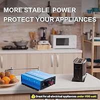 Vista 5 de Power Inverter 1100 Watt Modified Sine Wave Inverter 12V DC to 110V AC Converter for Home, Laptop, Off-Grid Solar Power Inverter with Built-in
