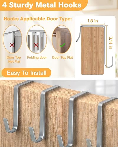 Miniatura 8 de Organizador para colgar sobre la puerta, 8 estantes, organizador de puerta de armario, 6 grandes bolsillos profundos y 8 bolsillos pequeños,