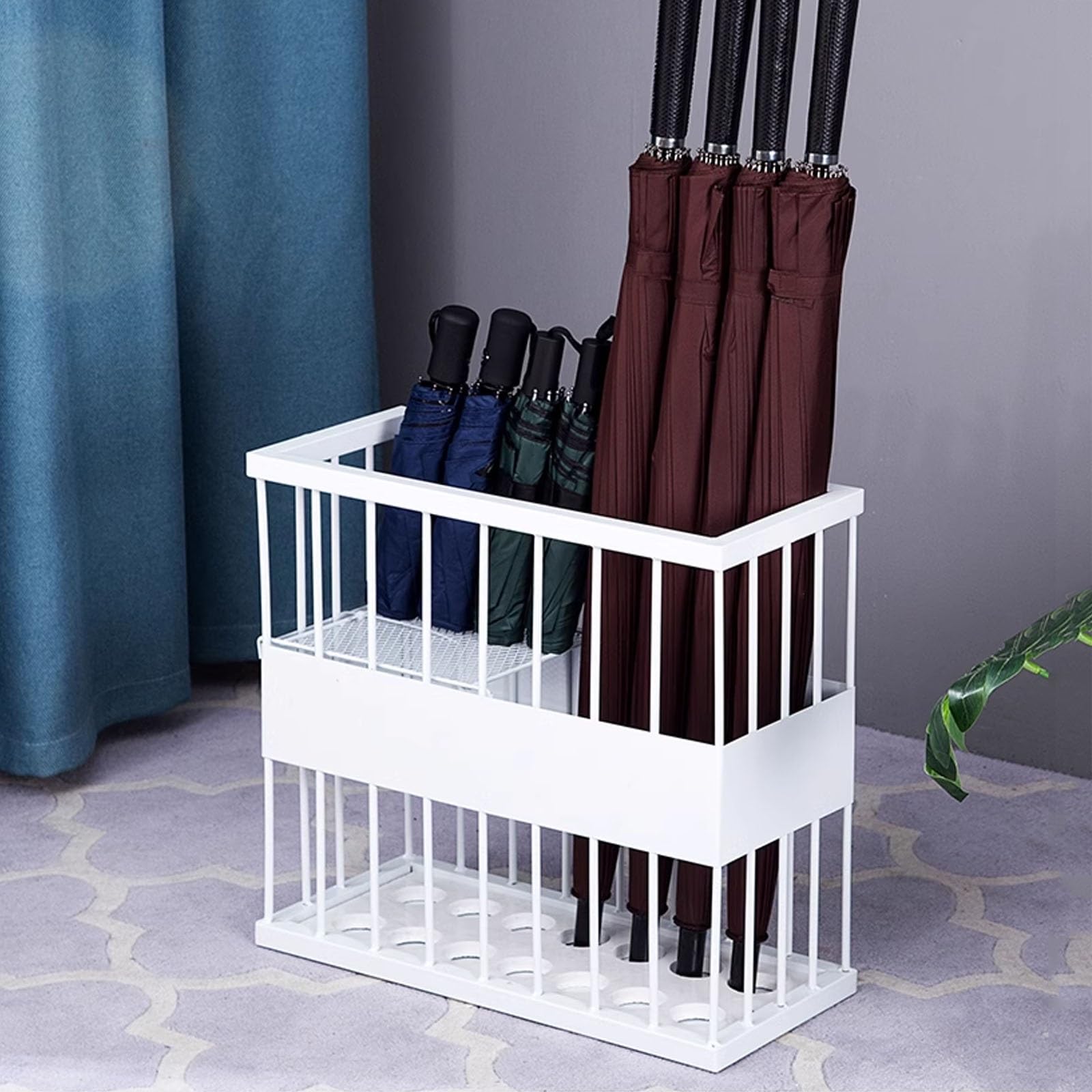 HYLYGFH Stylish Metal Umbrella Stand for Entryway Large Rectangle Design with Marble Base SpaceSaving and Sturdy Perfect for Home and OfficeRed Color