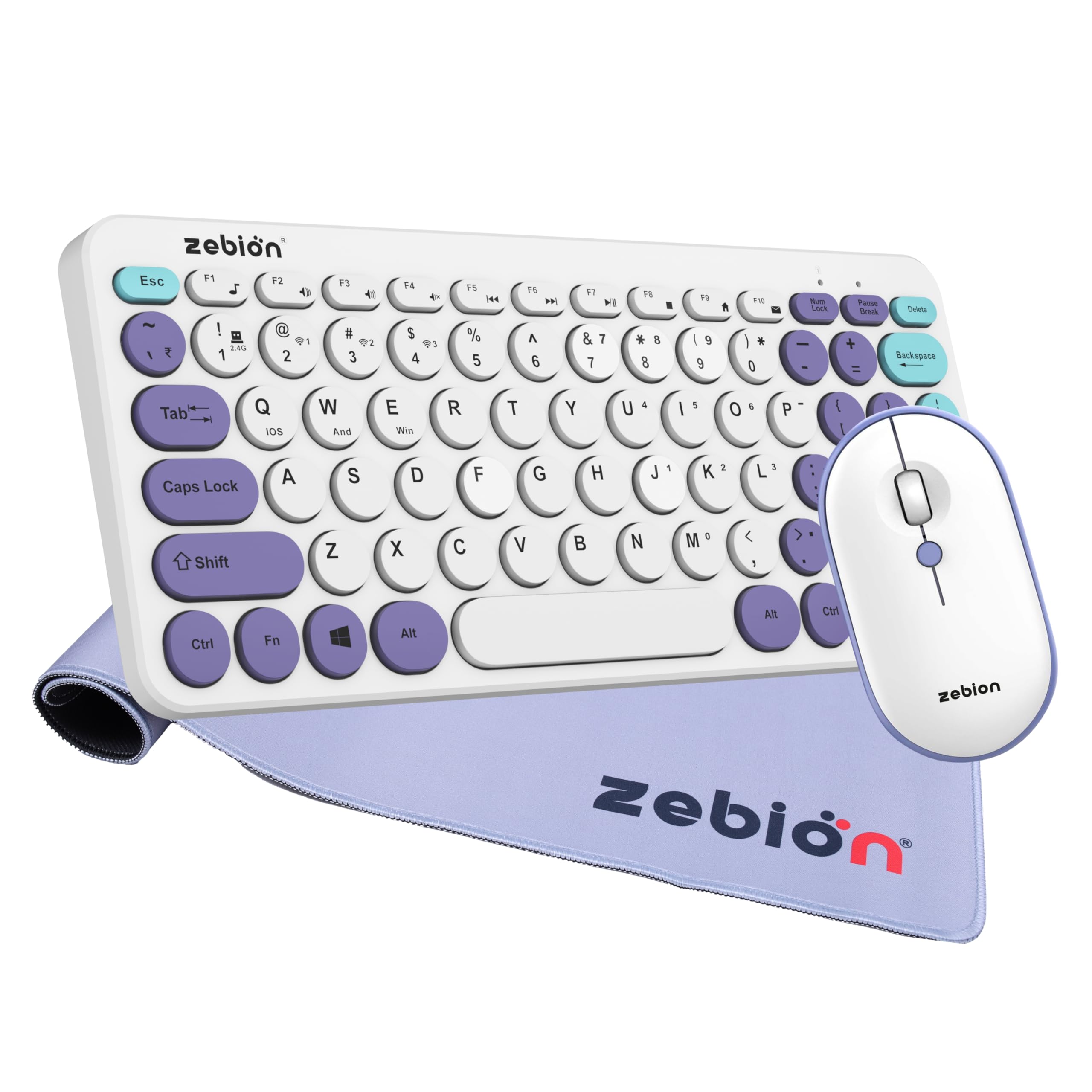 Zebion G3000 Trinity 3 in 1 Wireless Keyboard & Mouse Combo with Mouse PAD (Bluetooth, Multi-Device Connectivity (Keyboard 4 Device, Mouse 2 Device Connectivity)) (White & Blue)-image-47