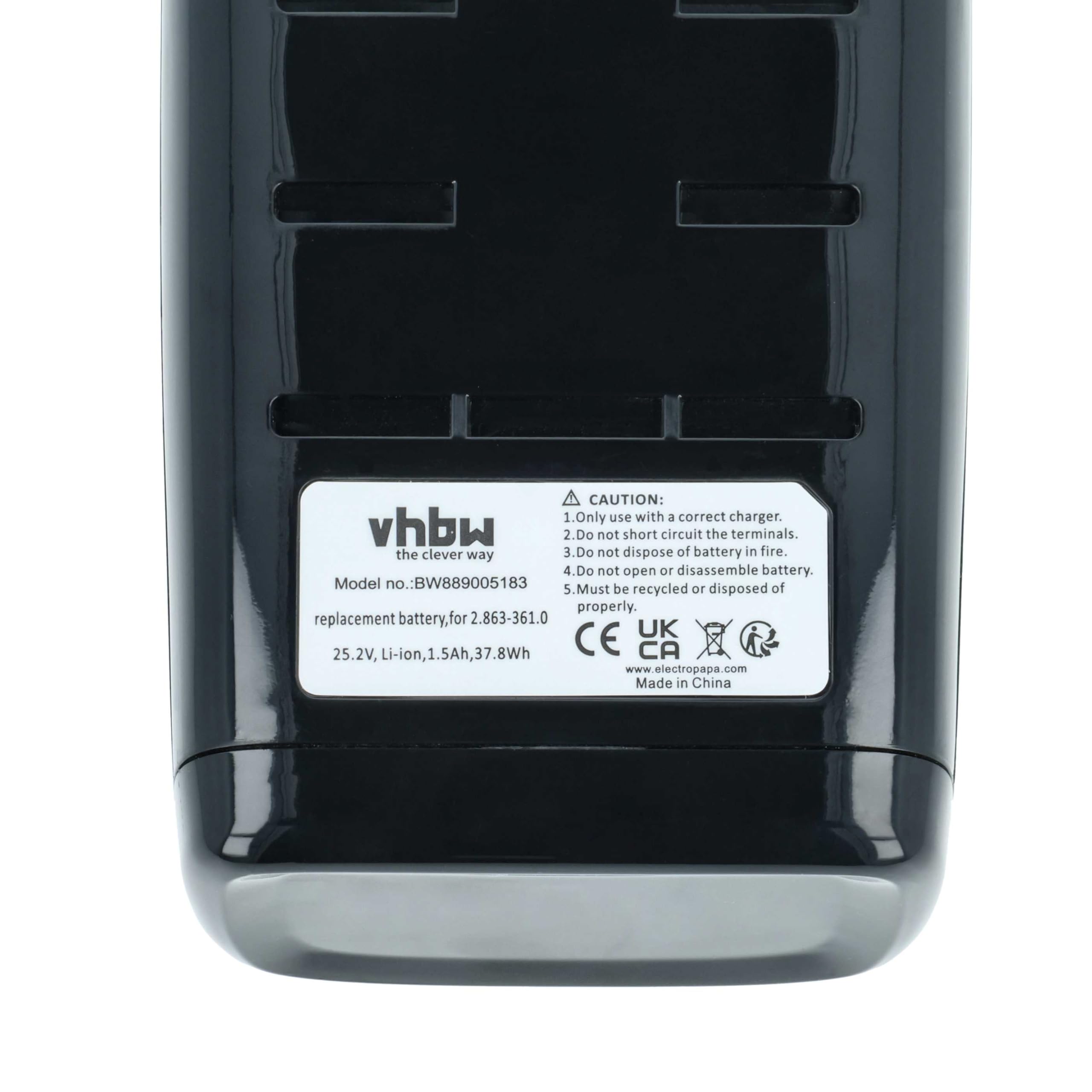 vhbw Akumulator kompatybilny z Kärcher VC 6 Cordless ourFamily Extra, bezprzewodowy ourFamily Car Home Cleaner robot domowy, czarny (1500 mAh, 25,2 V, litowo-jonowy)