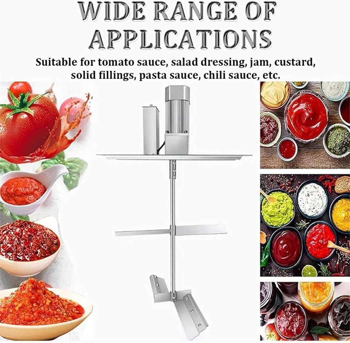 Mezclador eléctrico comercial de alimentos, mezclador automático de alimentos de acero inoxidable con velocidad ajustable, paleta de agitación doble, para cocinar mermeladas y salsas