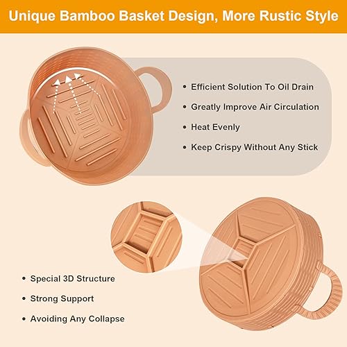 Miniatura 9 de Paquete de 2 forros de silicona para freidora de aire de 3 4 5 cuartos de galón redondos reutilizables revestimiento de silicona para freidora de