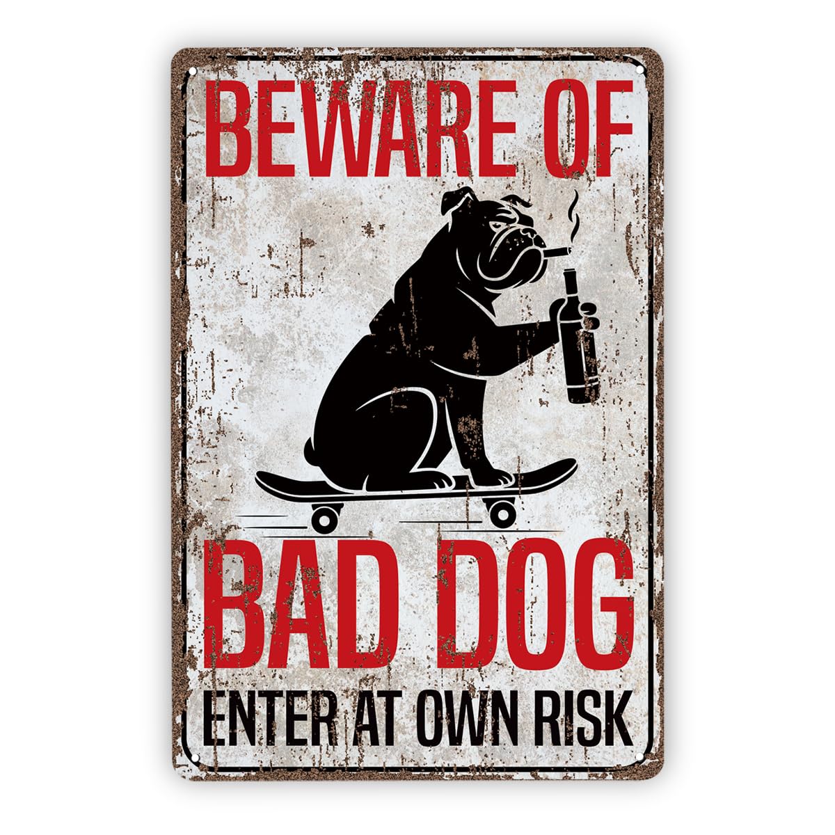 Beware Of Dog Warning Courtyard Tin Sign, Pet Decor