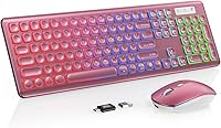 Vista 11 de Combo de Teclado y Mouse Inalámbricos, Retroiluminación RGB, Recargable y Letras Iluminadas, Tamaño Completo, Escritura Suave, Modo de Reposo, Set
