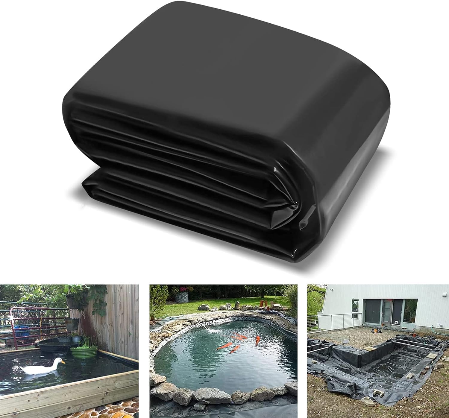 Nisorpa Pond Liner 40 Mil 13 x 16 Feet Fish Safe Pond Fountain Liner PRO Grade HDPE Fish Pond Liner Pond Skins for Fish Ponds Water Gardens Fountain Koi Ponds Easy Cutting Heat & Aging Resistant