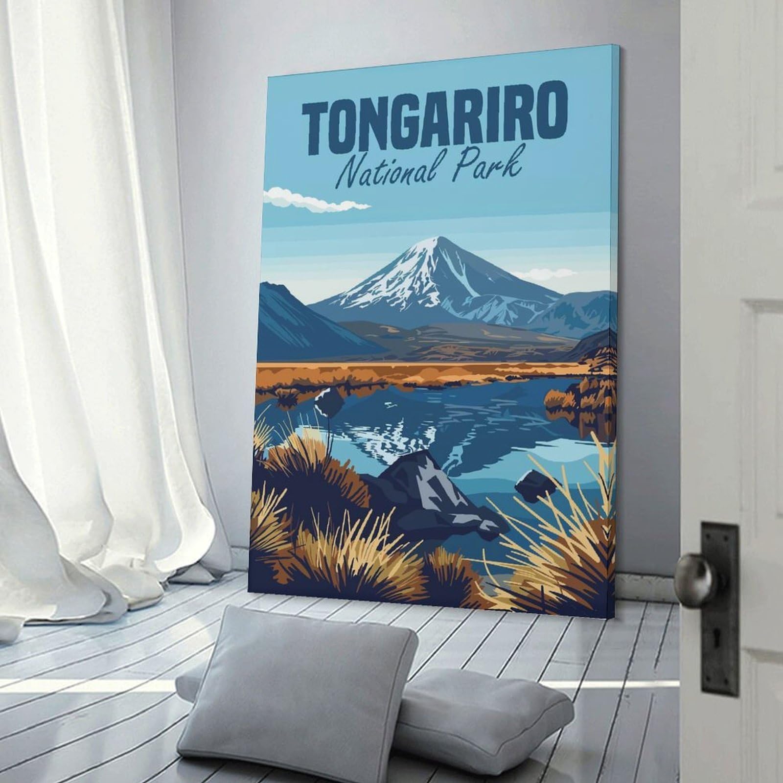 Junmoney Canvas Wall Picture Tongariro National Park, 24x36inch(60x90cm), for Calm Bedrooms, Home Corners Or Flats, Decorative Wall Art for Cosy Rooms