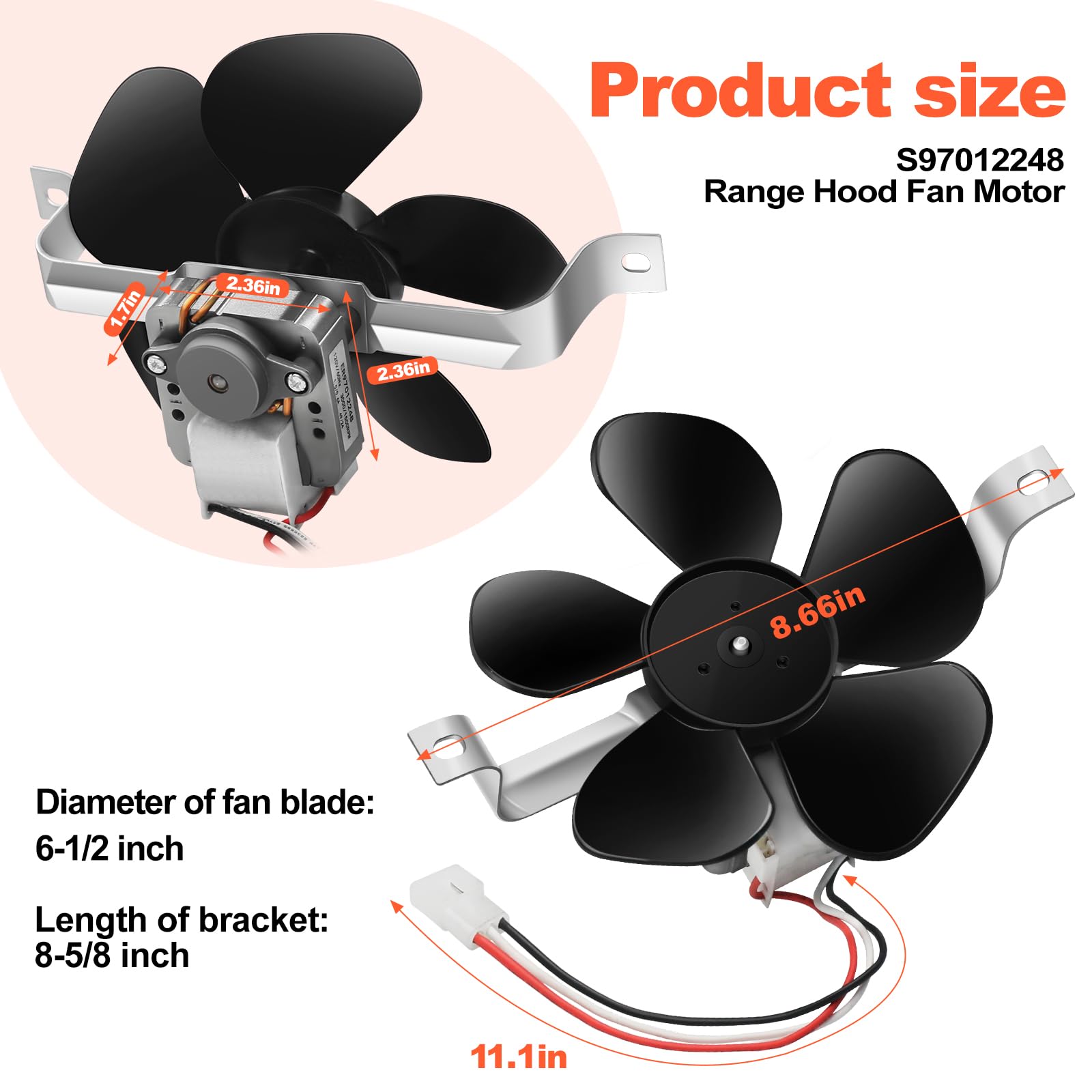 97012248 - Motor de ventilador de campana compatible con BP17 AP4527731 97012248 99080492