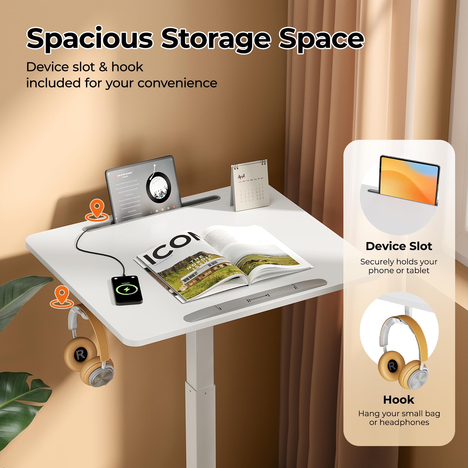 JOY worker Mobile Standing Desk 23 6 x 20 5 Small Rolling Laptop Cart with 90 Tiltable Desktop — view 6