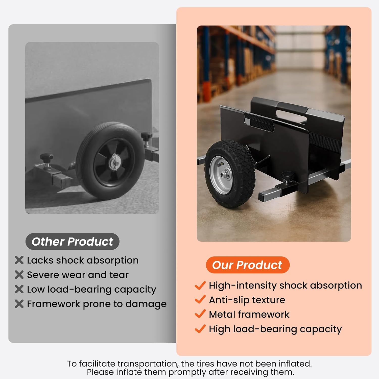 10" Panel Dolly 700LB Capacity Cart Heavy-Duty Drywall Cart, Pneumatic Wheels, Adjustable Frame for Drywall, Plywood, Doors | Indoor & Outdoor Use (Black)