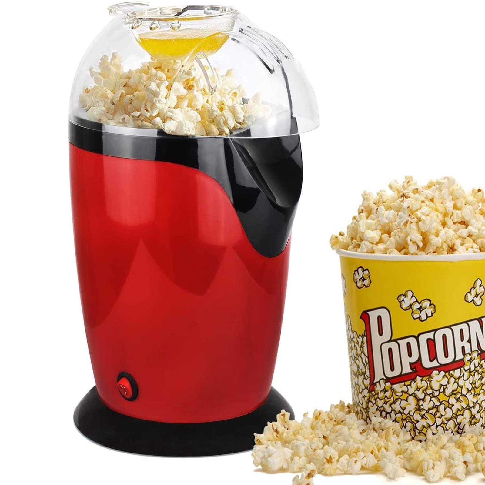 Macchina per Popcorn Macchina per Popcorn ad Aria Calda, Piccola Macchina per Popcorn elettrica Senza Olio da 1200 W con misurino da 60 g e Coperchio Superiore per la casa, Il Carnevale e Le