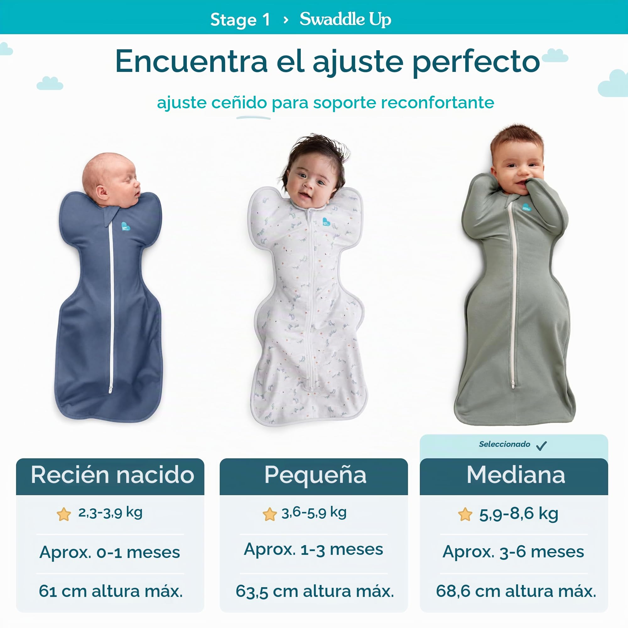 Love To Dream Swaddle Up, saco de envolver para bebé recién nacido, 1,5 tog, forro polar de algodón elástico suave en ramitas de avena, diseño de brazos para un sueño más seguro y mejor, mediano (6