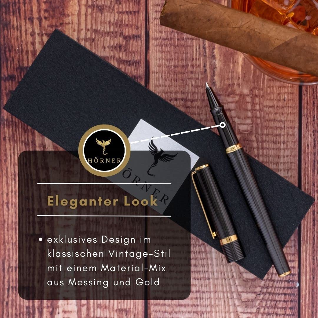 Hörner Vectrum Penna Roller Di Lusso In Metallo – Inchiostro Blu 0.7 Mm – Mina Sostituibile – Elegante Confezione Regalo