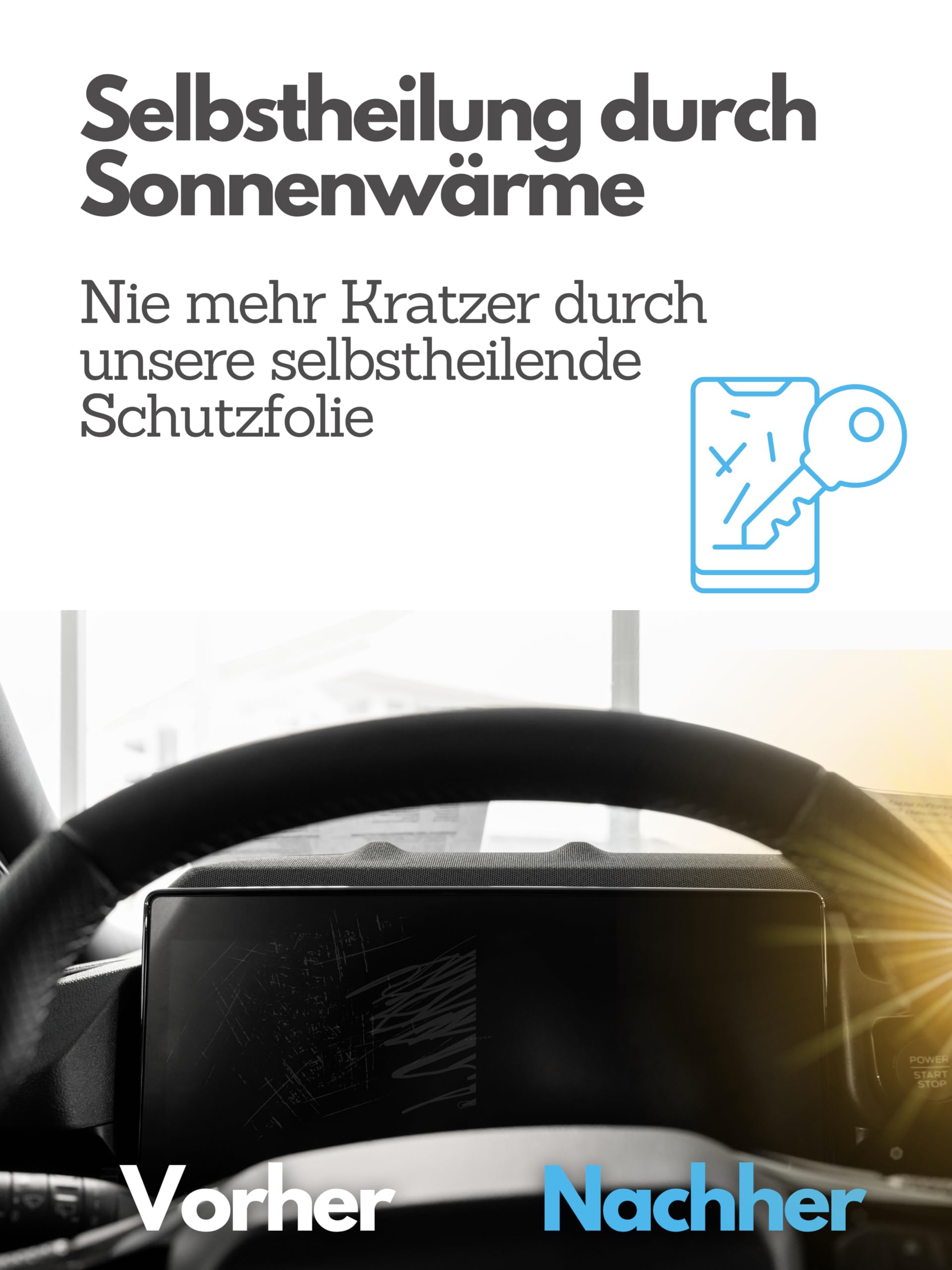 DISSKIN® Displayschutzfolie kompatibel mit versch. Ford Modellen, selbstheilend durch Wärme, Matt, antibakterielle Beschichtung, Anti-Fingerabdruck (Komp. zu Puma Facelift ab 24 inkl. Tacho)