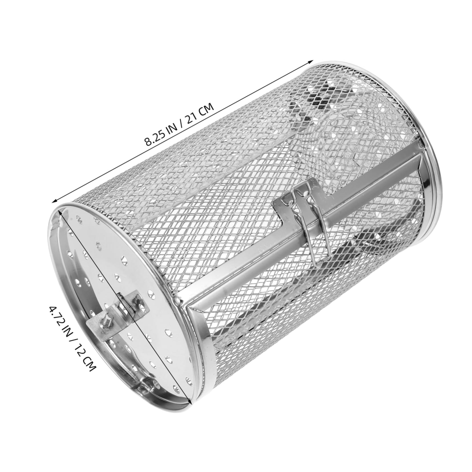 JECOMPRIS Sturdy Stainless Steel Roasting Basket Rotisserie Chicken Grill Drum Roaster French Fry Basket