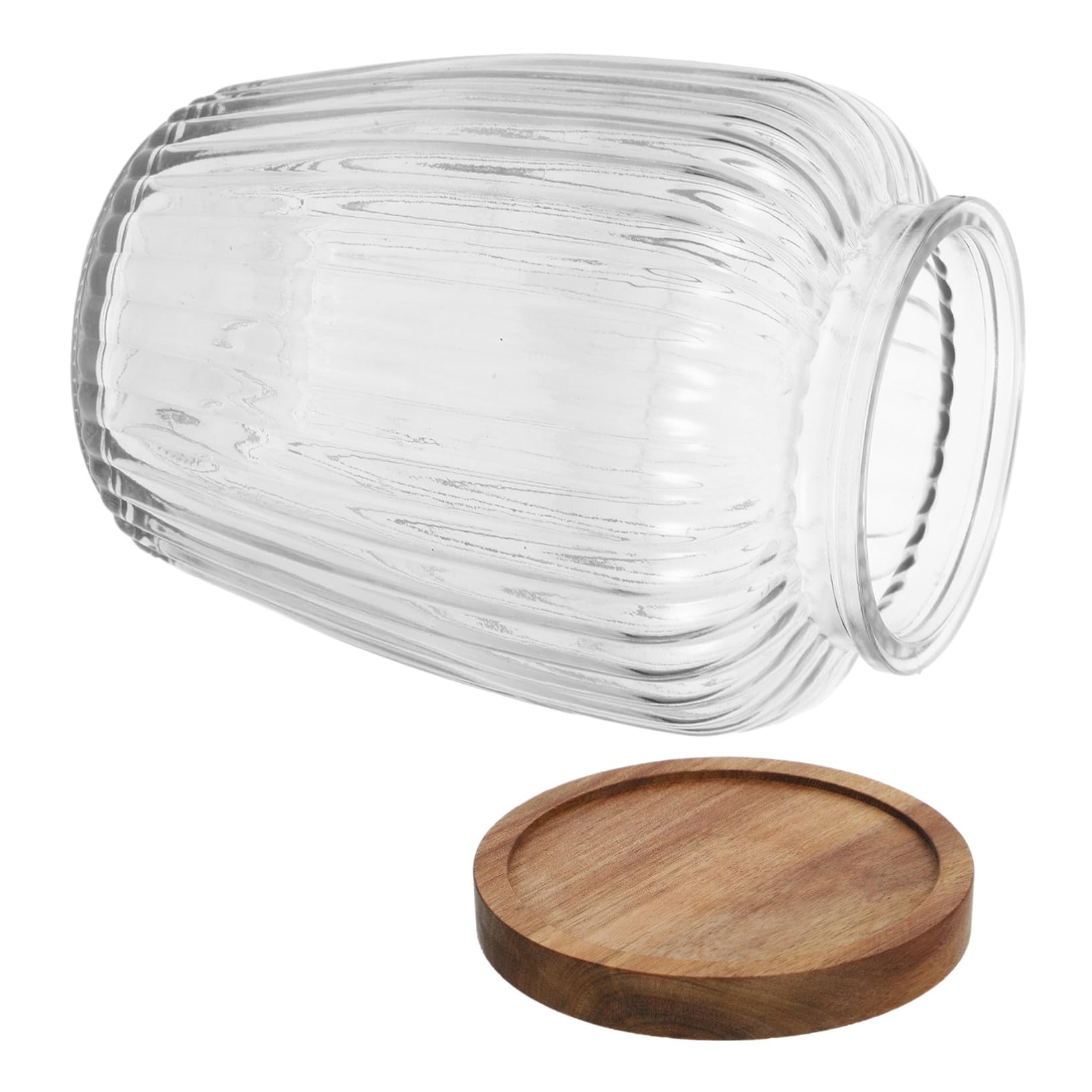 INOOMP Barattolo Ermetico in Vetro da 2200ml Contenitore per Alimenti con Coperchio in Legno e Silicone con Chiusura Sigillata per Caffè e Legumi, per Organizzare la Cucina