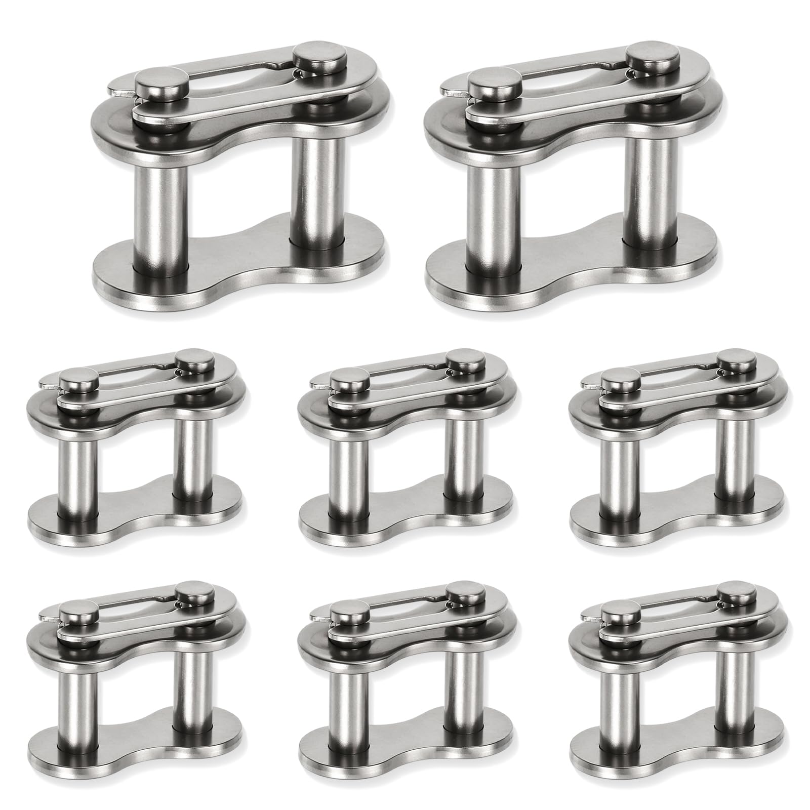 8 piezas de eslabones maestros de cadena 428, eslabones de cadena de aleación de aluminio para moto de cross, quad, ATV, minimoto y scooter, color plata.