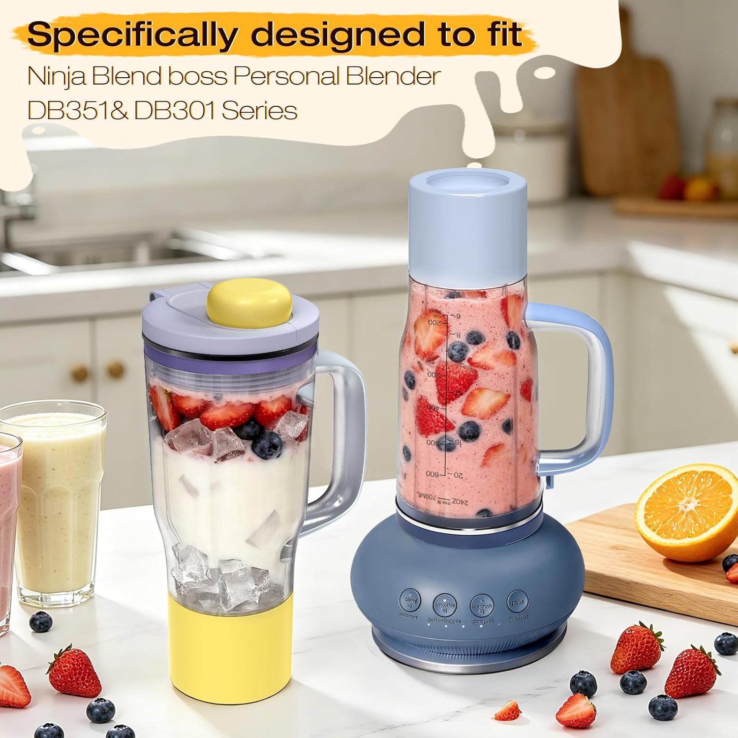 26oz Blender Cup Replacement for Ninja BlendBOSS, Travel Tumbler with Sip & Seal Lid, Compatible with Ninja DB301 DB351 Blender (Cyberspace)