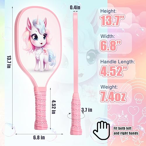 Miniatura 2 de Juego de palas de fibra de vidrio ligeras con 2 bolas lindas de agarre pequeño para niños de 4 a 11 años