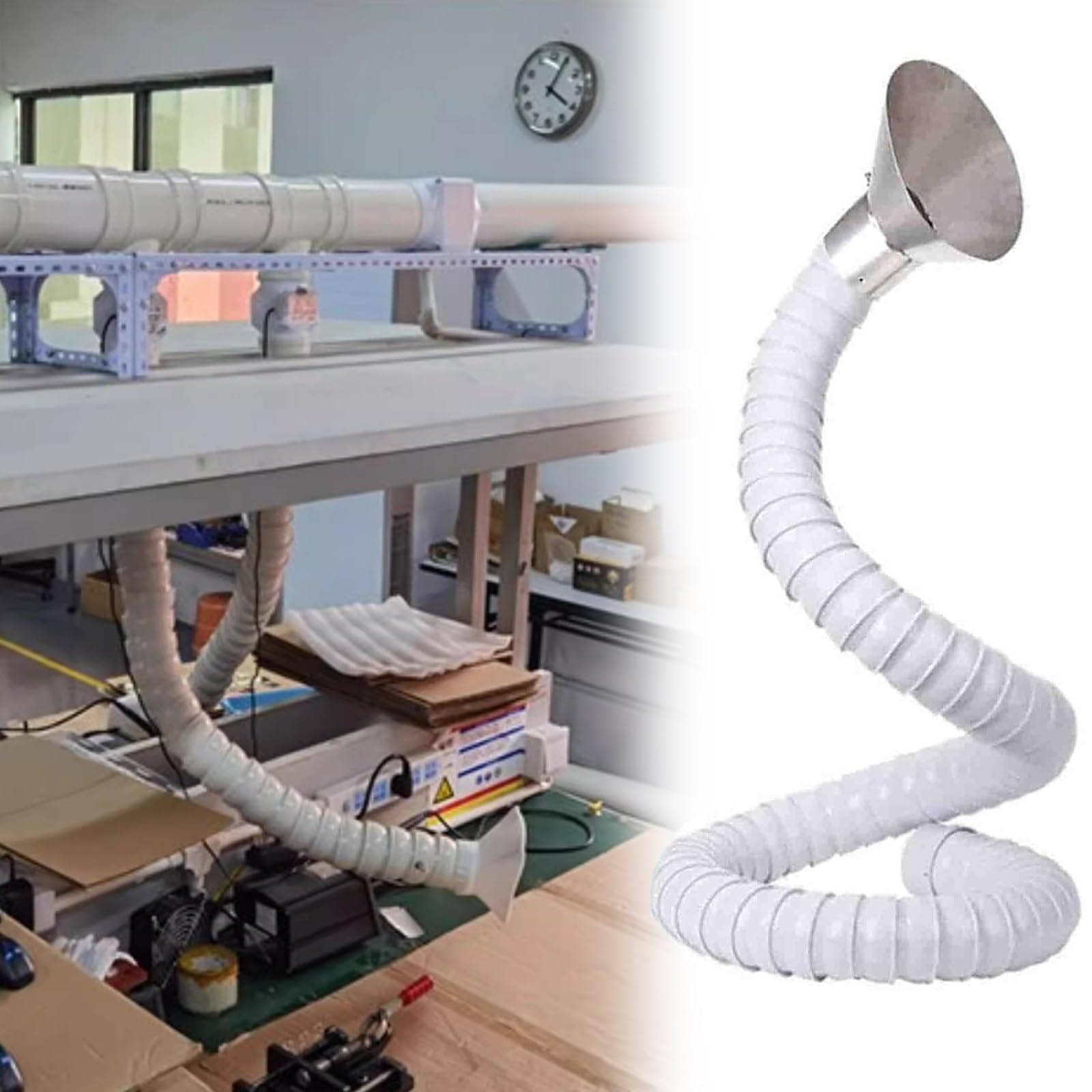 Tubo flessibile per estrattore fumi con cappuccio Valvola regolabile Braccio industriale di raccolta della polvere per officina Sistema di filtrazione dell'aria efficiente per sicurezza e pulizia