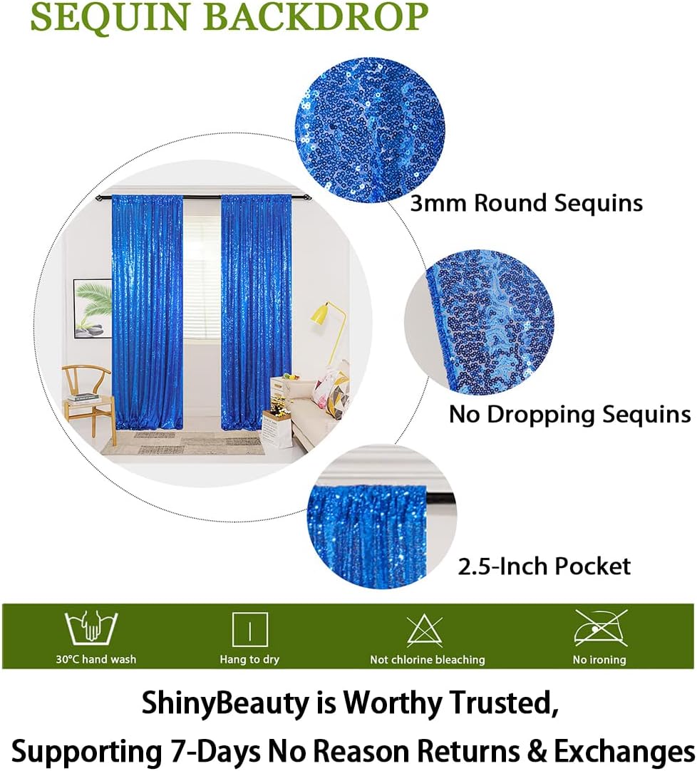 Sequin Curtains 2 Panels 2FTx8FT Royal Blue Glitter Backdrop Royal Blue Sequin Photo Backdrop Backdrop Curtains M1120