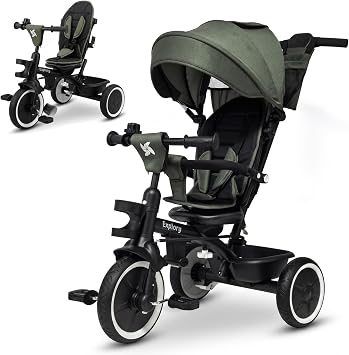 Twinly 2 in 1 Evolutionary Tricycle, 360  Swivel Seat - Explory, Green