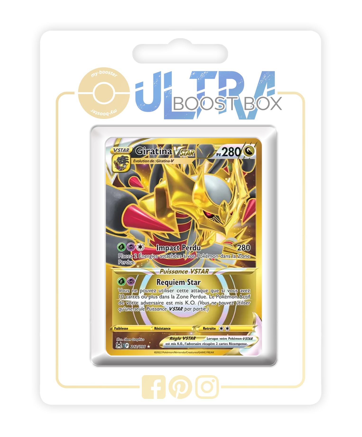 Giratina VSTAR 212/196 Shiny Gold - Ultraboost X Epée et Bouclier 11 Origine Perdue - Box of 10 Pokemon French Cards