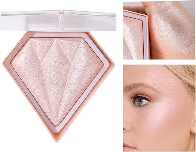 MEICOLY Baked Highlighter Powder Palette,Natural Face Highlighter Shimmer Powder,Long Lasting Glittery Highlighter Makeup Face Luminizer,03 Fairy Pink