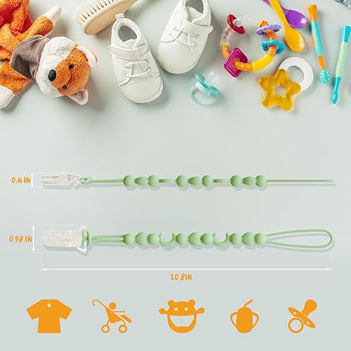 Miniatura 4 de Eshome Clip para chupete, accesorios para cochecito con diseño de una sola pieza, clip de silicona para niños y niñas, esenciales para bebés recién