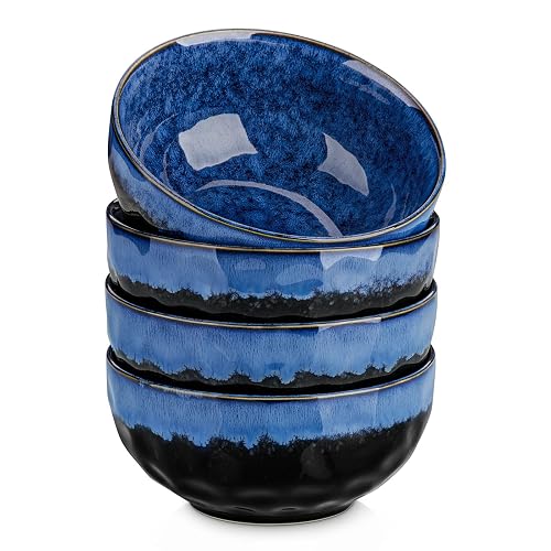 vancasso Starry 24oz Bowls for Soup, Ceramic Blue Bowls Set of 4