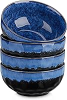 vancasso Starry 24oz Ceramic Soup Bowls Set of 4 Blue - Lead-Free, Stackable Pasta Cereal Salad Bowls, Microwave Dishwasher Oven Safe