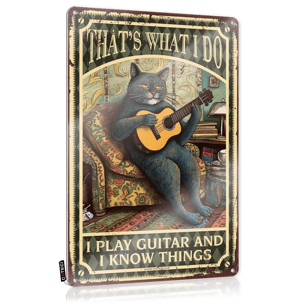 Patriotic Tin Wall Decor, Clock Gift For Nurse Thats What I Do I Play Guitar And I Know Things | Farmhouse Road Decor(30X40CM)