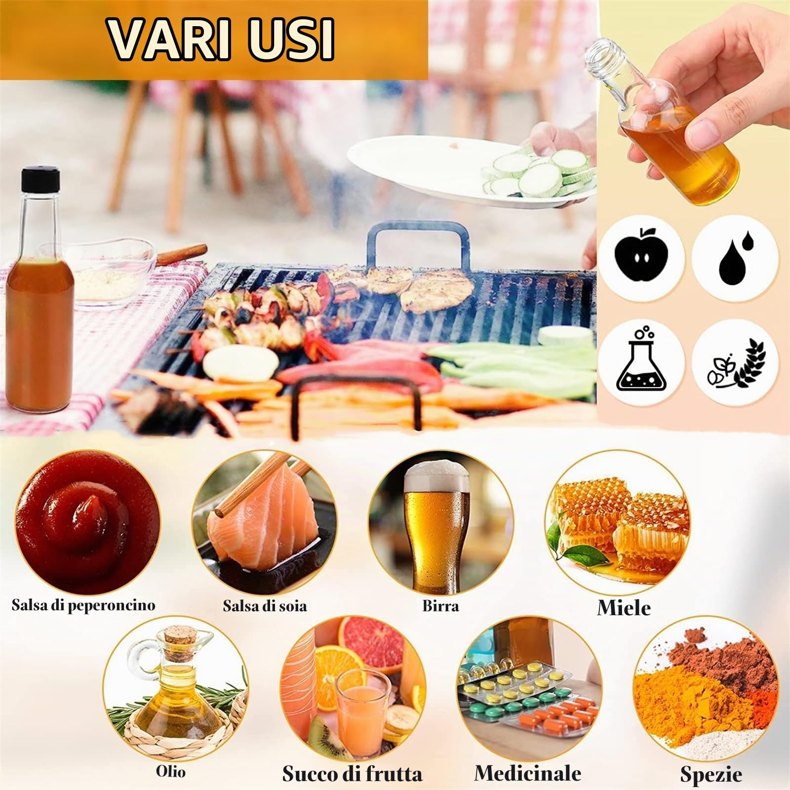 24 Pezzi Mini Bottiglie per Liquore con Tappi a Vite 100ml/3.5oz Riutilizzabile Plastica Bottigliette Trasparenti con Imbuto e Etichetta di carta kraft Mini Bottiglie Alcolici per Ma trimoni