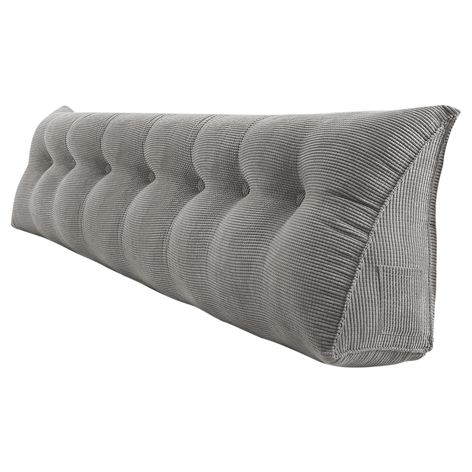 OHMG 120/140/160/180/200 cm Rückenkissen, geeignet für Bett und Sofa, Lendenkissen, Lesekissen, Kissen mit abnehmbarem Nackenband und waschbarem Bezug, praktische Seitentasche (Grau, 200CM)