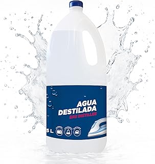 Agua Destilada Desmineralizada Desionizada por Osmosis inversa, Apto para planchas de Vapor, Acumuladores y/o Baterías, Limpiaparabrisas del Coche, Radiadores Coche, Centros de Planchado, 5 litros