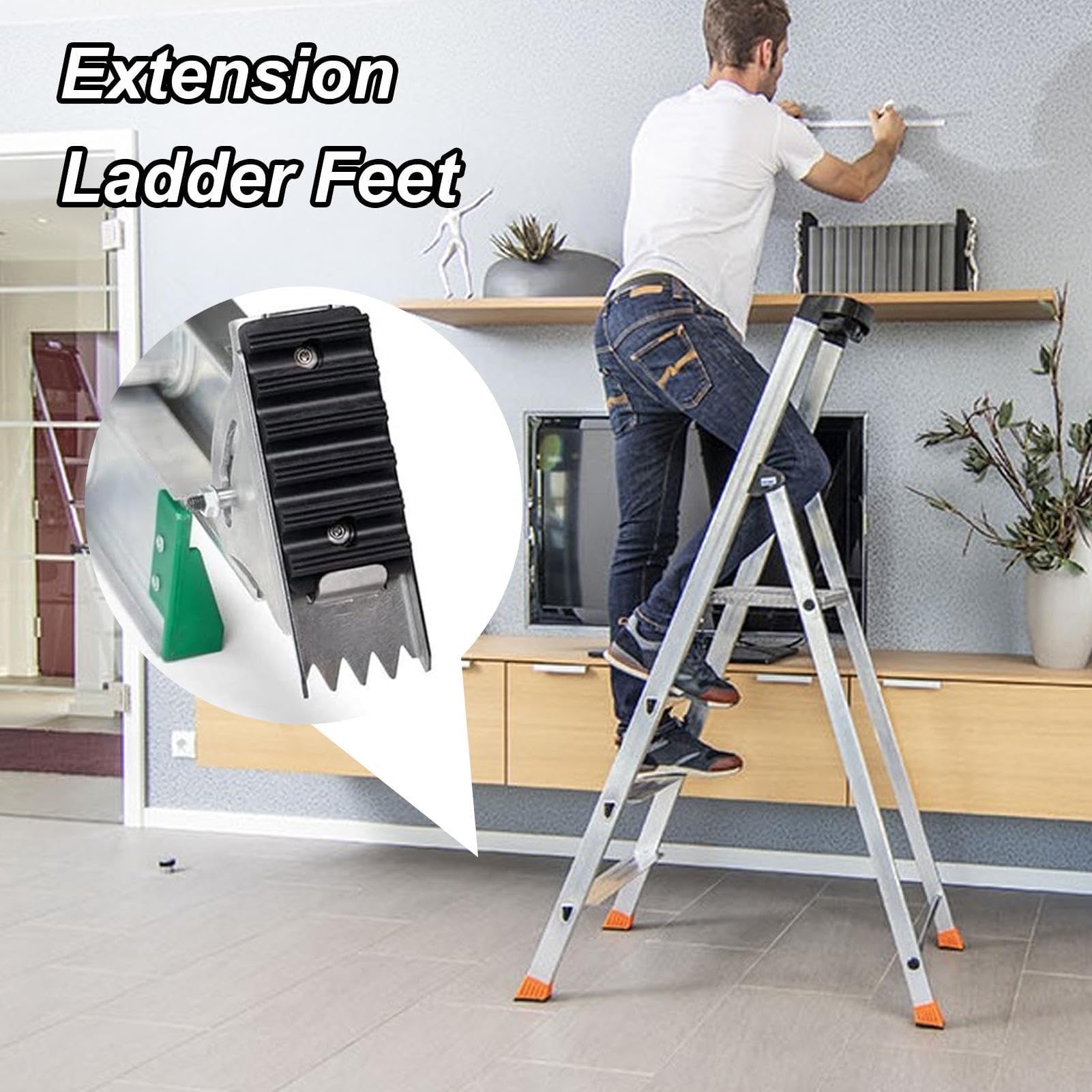 Herramienta de repuesto de zapata antideslizante de aluminio, almohadillas antideslizantes y fuertes accesorios seguros para piezas de escaleras, kit de reparación para un mejor agarre y seguridad