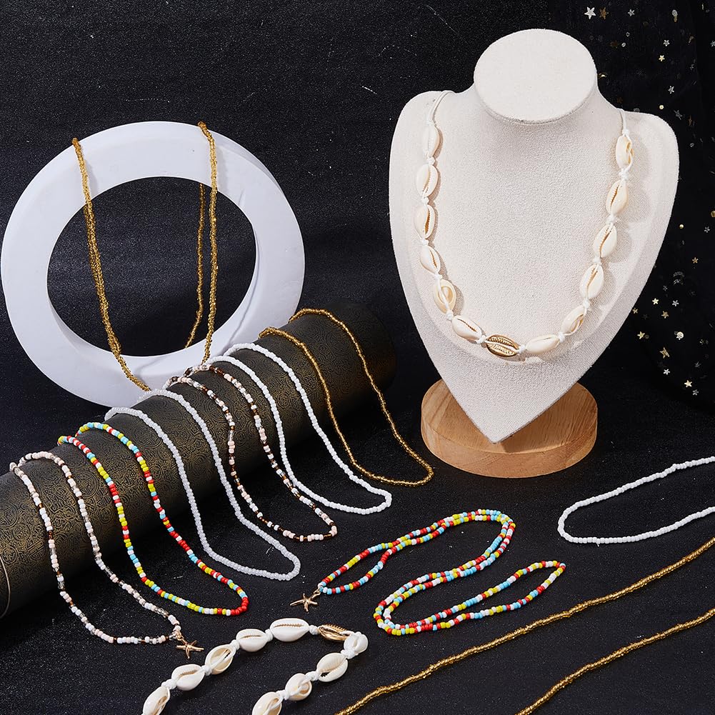 SUPERFINDINGS 12 unidades de perlas de cristal de 2 colores cadena de cintura con capas para cinturón abdominal cadenas multicapa ajustable bikini playa estrella de mar encanto cinturón Boho perlas