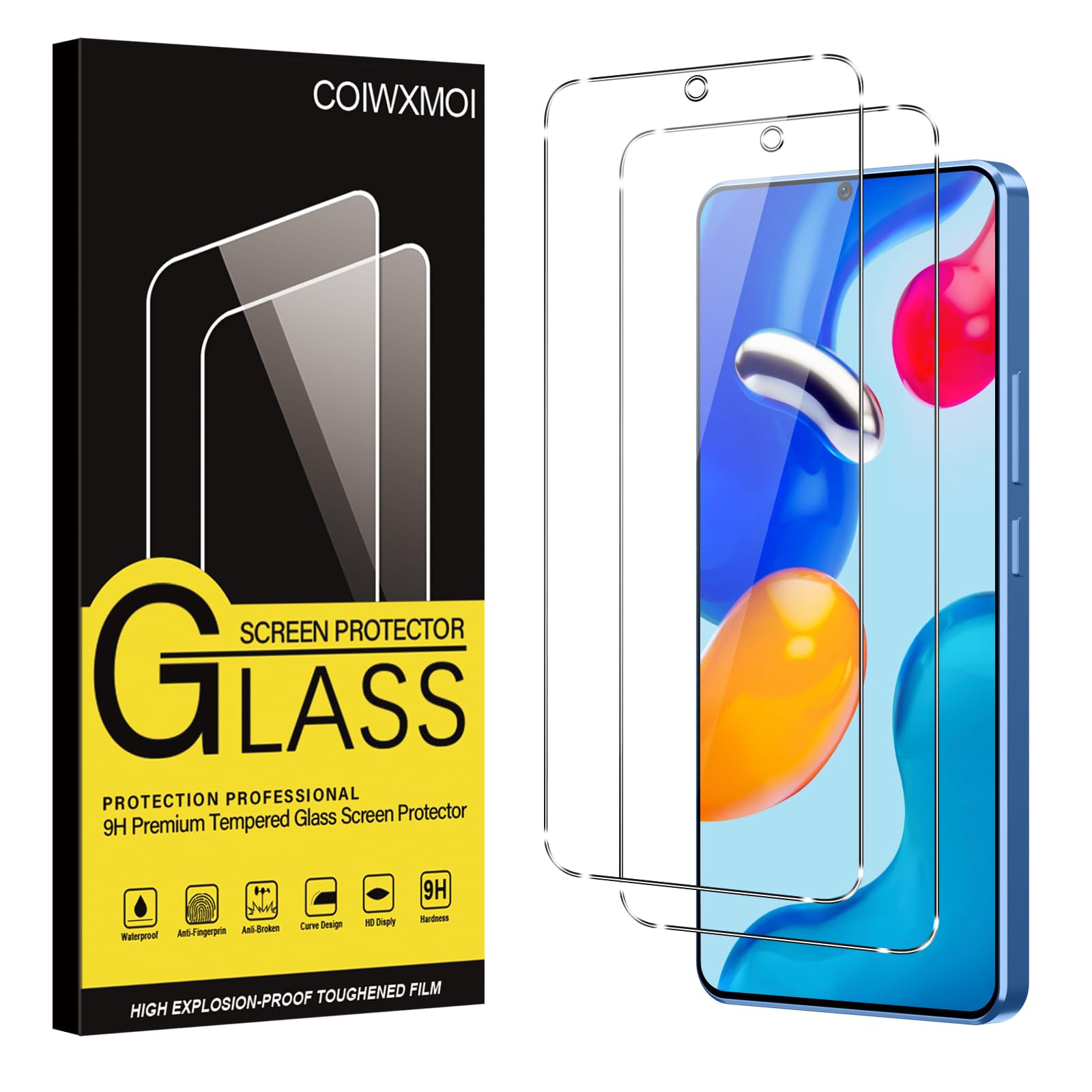 Coiwxmoi 2 Pezzi Vetro Temperato per Xiaomi Redmi Note 11/Note 11S, Pellicola Protettiva Durezza 9H Anti-Graffio Anti-impronte Senza Bolle HD Trasparente Vetrino Schermo Protezione per Redmi Note 11