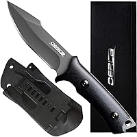 Vista 1 de OERLA TAC Cuchillos OLF-1009 Hoja fija al aire libre Camping Caza Cuchillo de campo 420HC Acero inoxidable con mango negro G10 Clip de cintura EDC